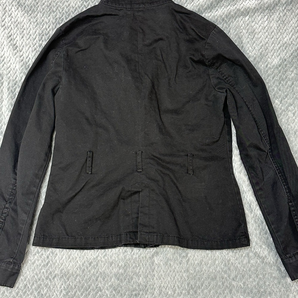 Guess Jacket Women's M Biker Moto Full Zip Snap Canvas 100% Cotton Triangle Logo - Picture 9 of 11